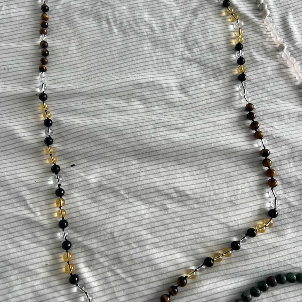 Elegant Black and Brown Beaded Necklace Brand New Real Gemstones TigerEye